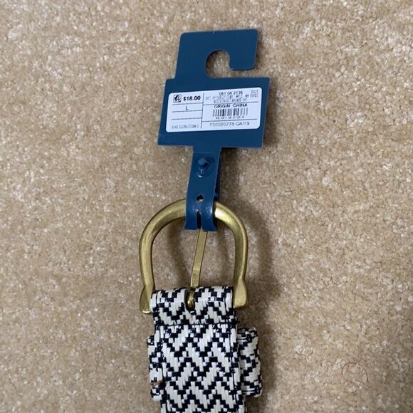 Women’s Patterned Belt Black Diagonal Size L NWT - Picture 3 of 5